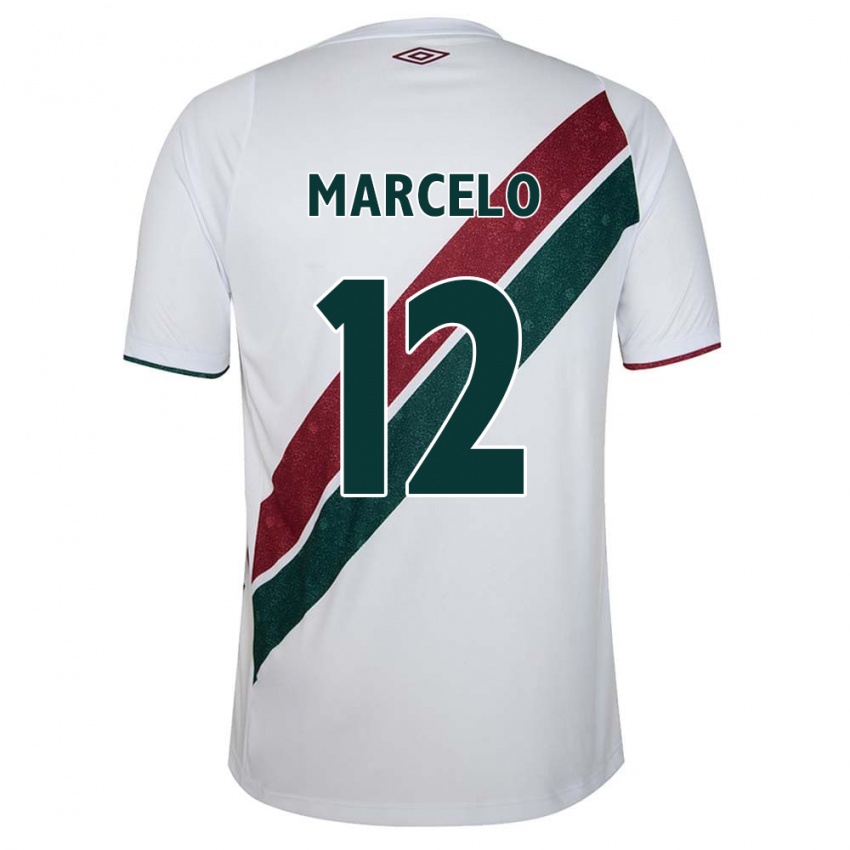 Niño Camiseta Marcelo #12 Blanco Verde Granate 2ª Equipación 2024/25 La Camisa Chile