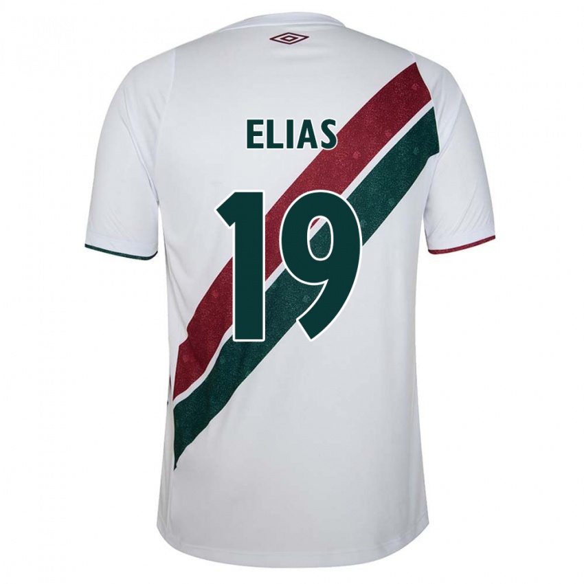 Niño Camiseta Kauã Elias #19 Blanco Verde Granate 2ª Equipación 2024/25 La Camisa Chile