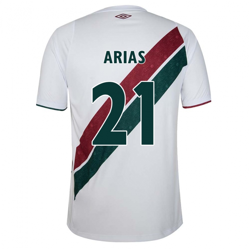 Niño Camiseta Jhon Arias #21 Blanco Verde Granate 2ª Equipación 2024/25 La Camisa Chile