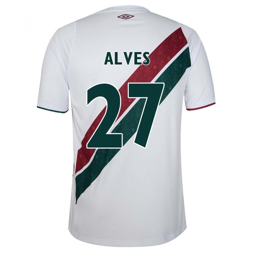 Niño Camiseta Felipe Alves #27 Blanco Verde Granate 2ª Equipación 2024/25 La Camisa Chile