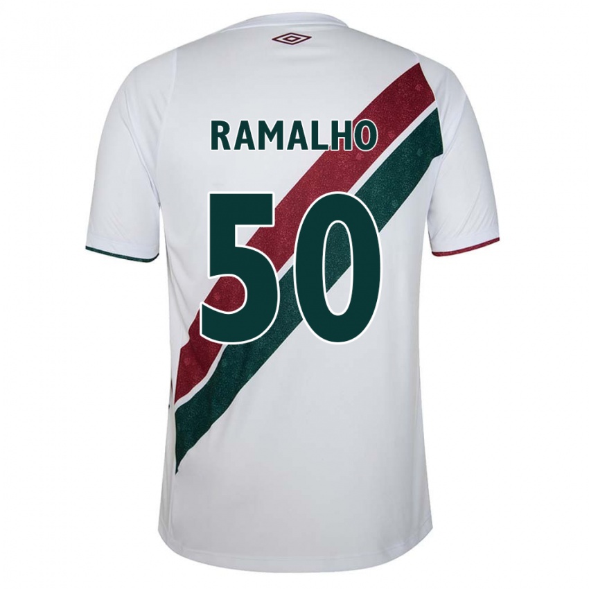 Niño Camiseta Gustavo Ramalho #50 Blanco Verde Granate 2ª Equipación 2024/25 La Camisa Chile