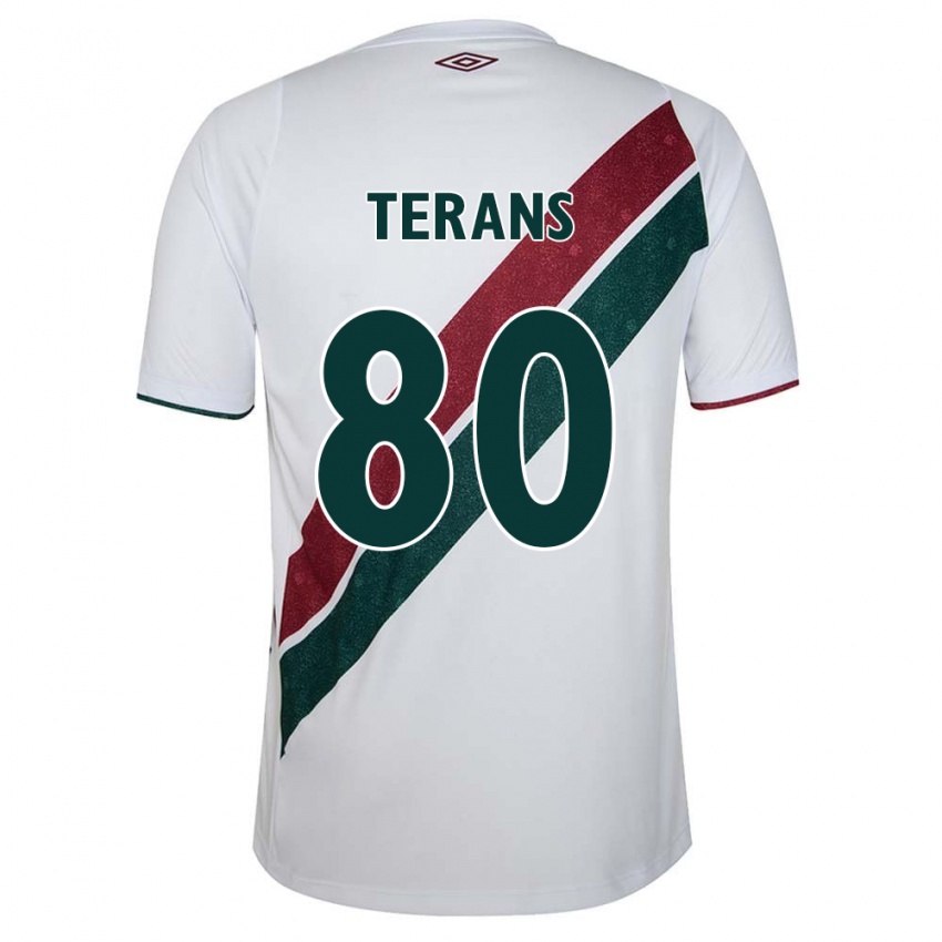 Niño Camiseta David Terans #80 Blanco Verde Granate 2ª Equipación 2024/25 La Camisa Chile