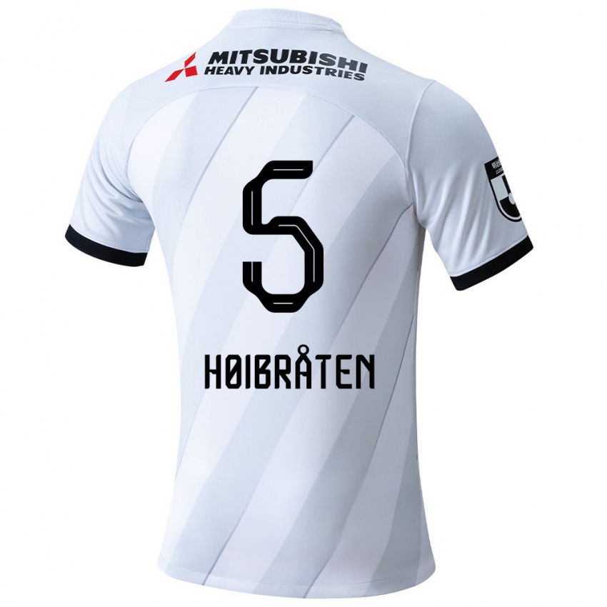 Niño Camiseta Marius Høibråten #5 Gris Blanco 2ª Equipación 2024/25 La Camisa Chile