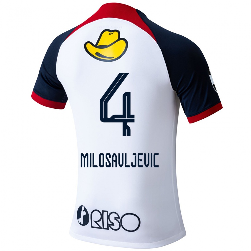 Niño Camiseta Radomir Milosavljevic #4 Blanco Azul Rojo 2ª Equipación 2024/25 La Camisa Chile