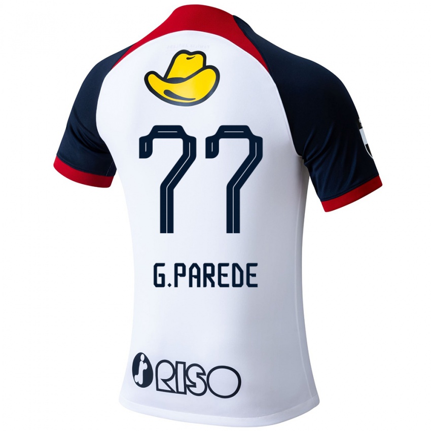 Niño Camiseta Guilherme Parede #77 Blanco Azul Rojo 2ª Equipación 2024/25 La Camisa Chile