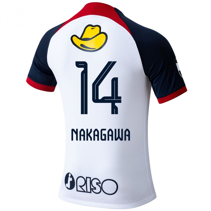 Niño Camiseta Sora Nakagawa #14 Blanco Azul Rojo 2ª Equipación 2024/25 La Camisa Chile