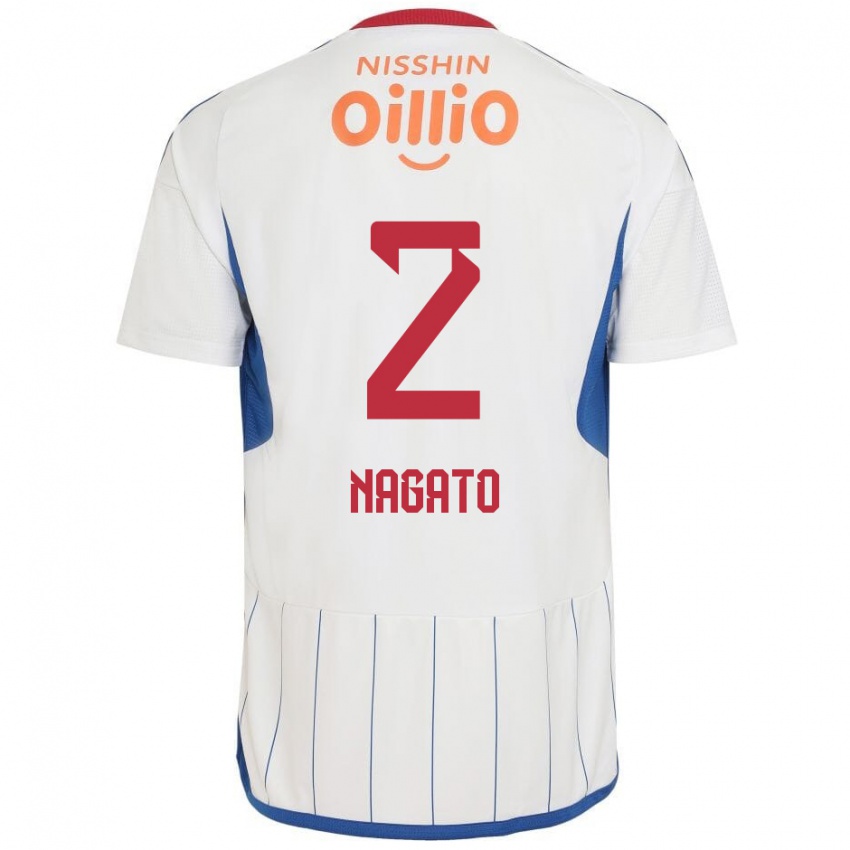 Niño Camiseta Katsuya Nagato #2 Blanco Azul Rojo 2ª Equipación 2024/25 La Camisa Chile