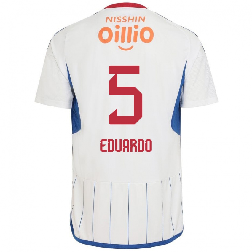 Niño Camiseta Eduardo #5 Blanco Azul Rojo 2ª Equipación 2024/25 La Camisa Chile