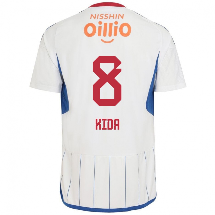 Niño Camiseta Takuya Kida #8 Blanco Azul Rojo 2ª Equipación 2024/25 La Camisa Chile