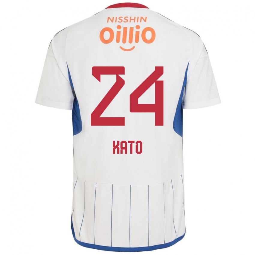 Niño Camiseta Hijiri Kato #24 Blanco Azul Rojo 2ª Equipación 2024/25 La Camisa Chile