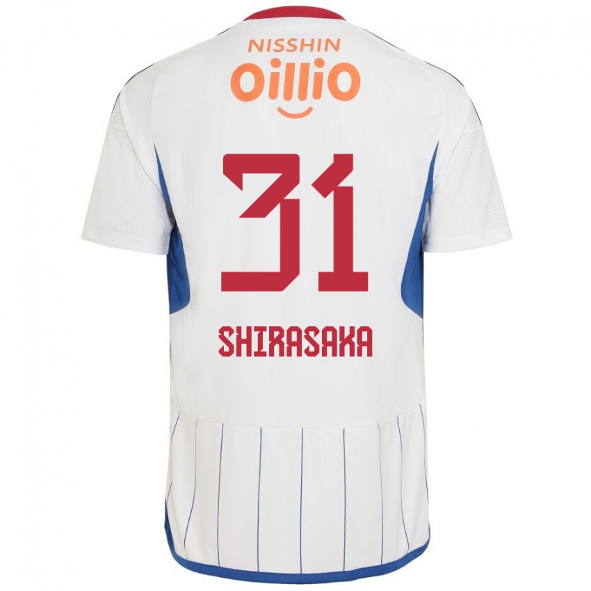 Niño Camiseta Fuma Shirasaka #31 Blanco Azul Rojo 2ª Equipación 2024/25 La Camisa Chile