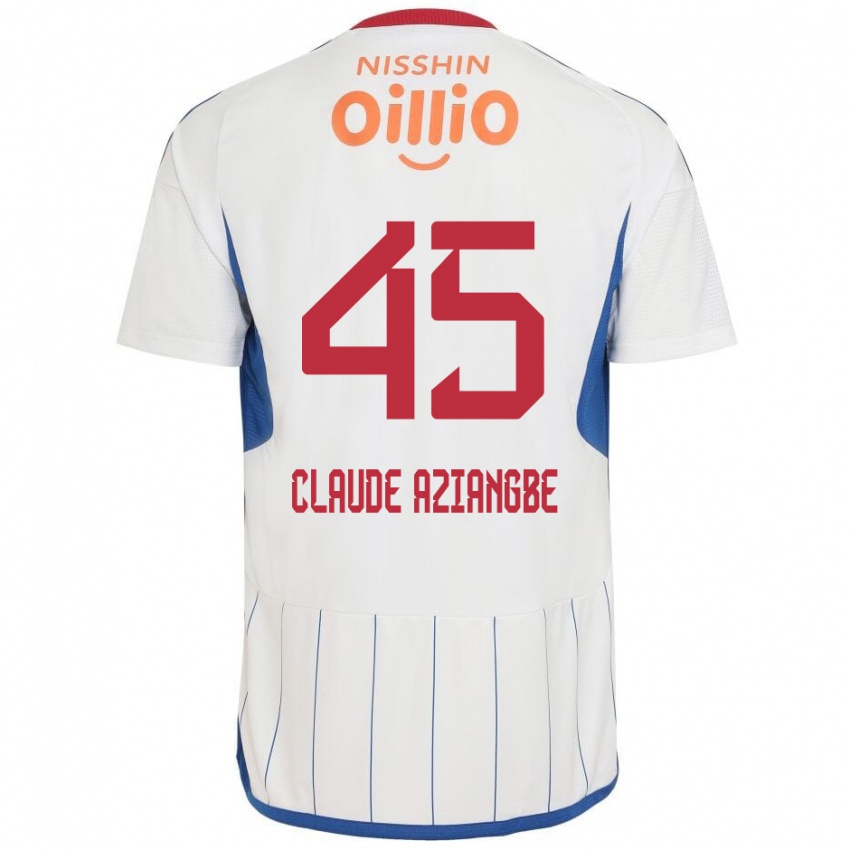 Niño Camiseta Jean Claude Aziangbe #45 Blanco Azul Rojo 2ª Equipación 2024/25 La Camisa Chile