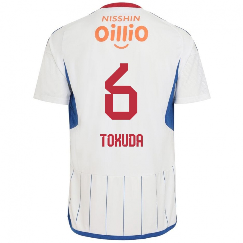 Niño Camiseta Yuma Tokuda #6 Blanco Azul Rojo 2ª Equipación 2024/25 La Camisa Chile