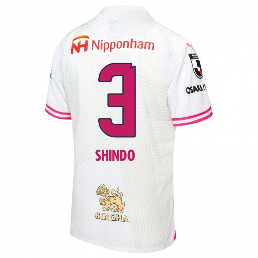 Niño Camiseta Ryosuke Shindo #3 Blanco Rosa 2ª Equipación 2024/25 La Camisa Chile