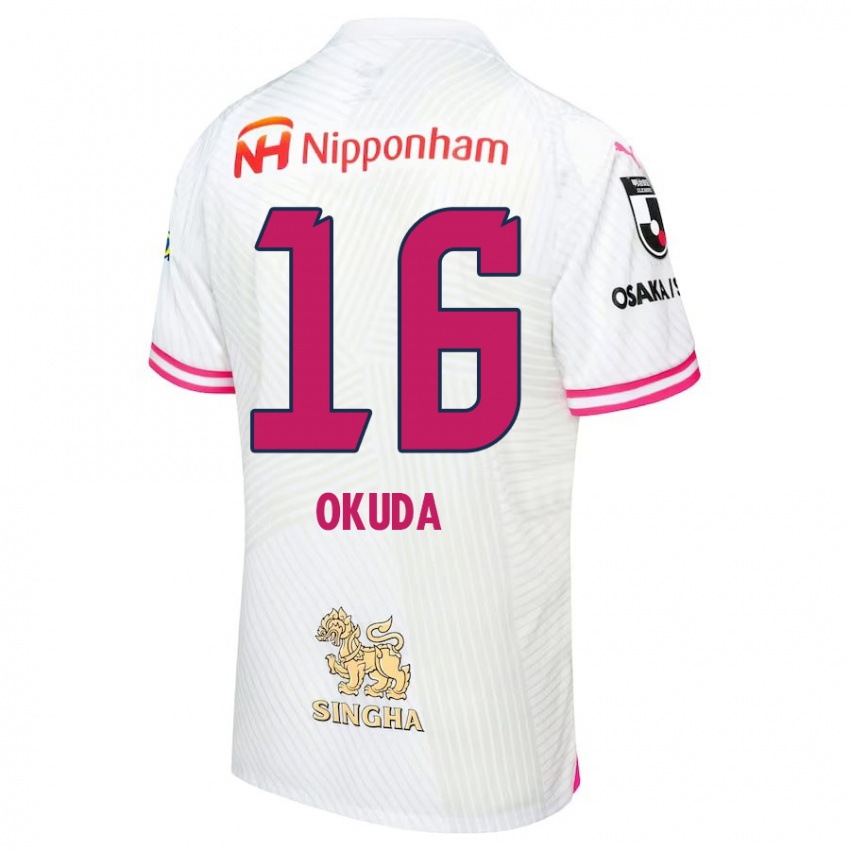 Niño Camiseta Hayato Okuda #16 Blanco Rosa 2ª Equipación 2024/25 La Camisa Chile