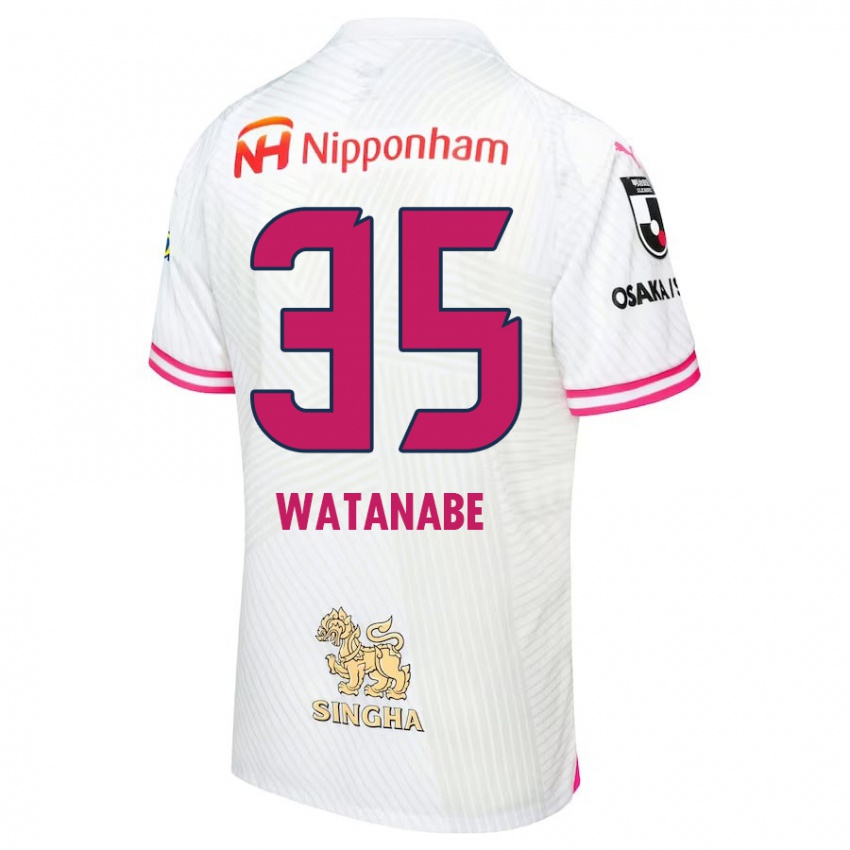 Niño Camiseta Ryo Watanabe #35 Blanco Rosa 2ª Equipación 2024/25 La Camisa Chile