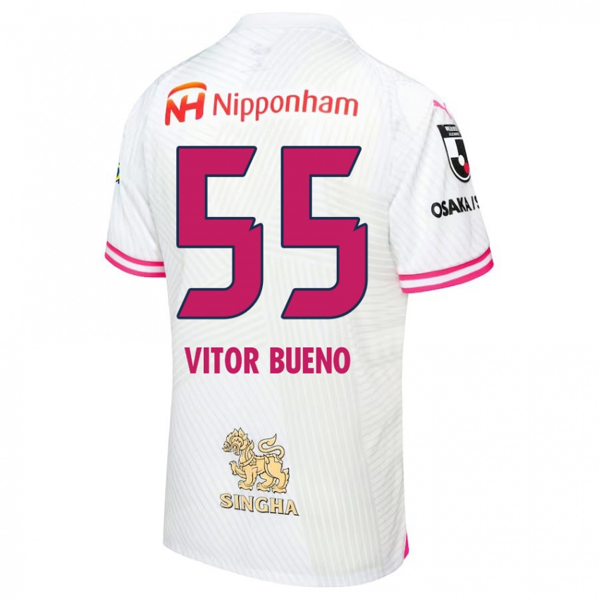 Niño Camiseta Vitor Bueno #55 Blanco Rosa 2ª Equipación 2024/25 La Camisa Chile