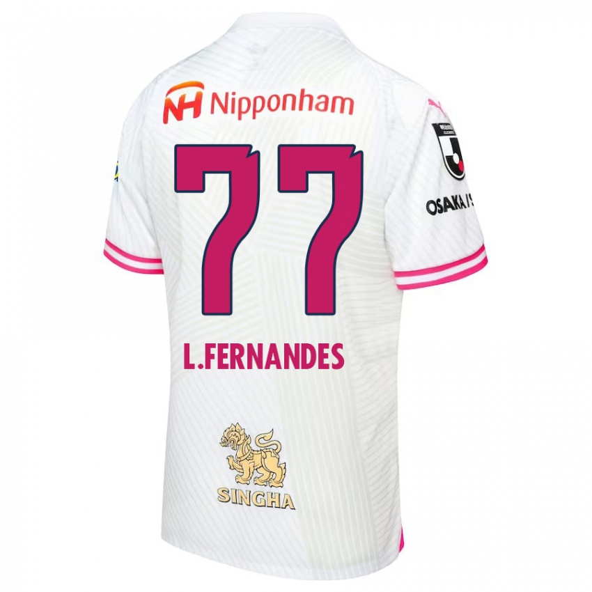 Niño Camiseta Lucas Fernandes #77 Blanco Rosa 2ª Equipación 2024/25 La Camisa Chile