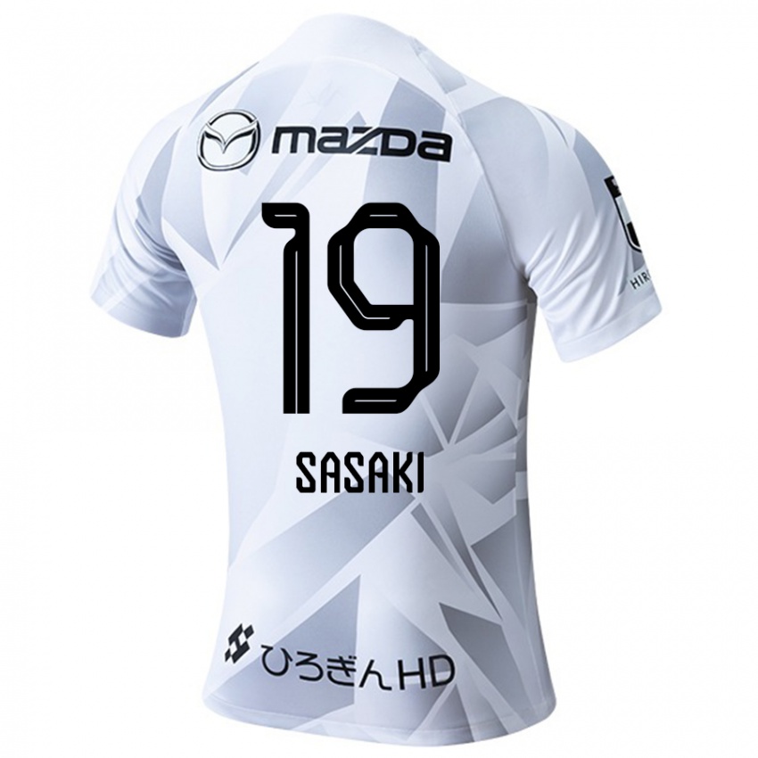 Niño Camiseta Sho Sasaki #19 Blanco Gris Negro 2ª Equipación 2024/25 La Camisa Chile