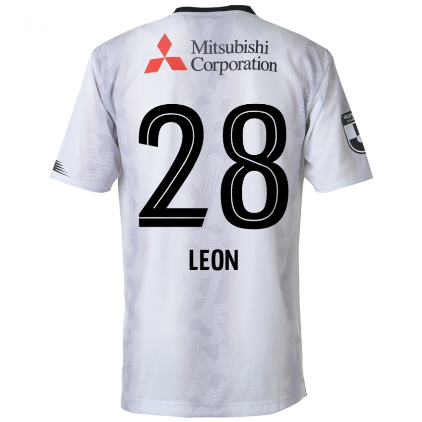 Niño Camiseta Leon Nozawa #28 Blanco Negro 2ª Equipación 2024/25 La Camisa Chile