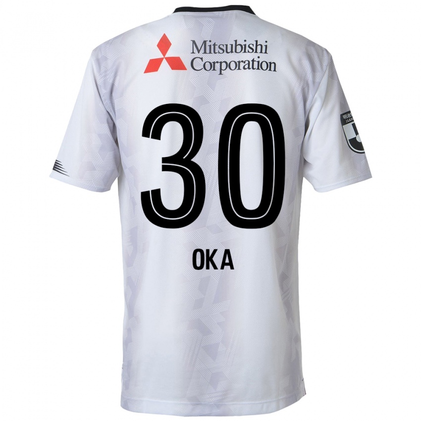 Niño Camiseta Teppei Oka #30 Blanco Negro 2ª Equipación 2024/25 La Camisa Chile