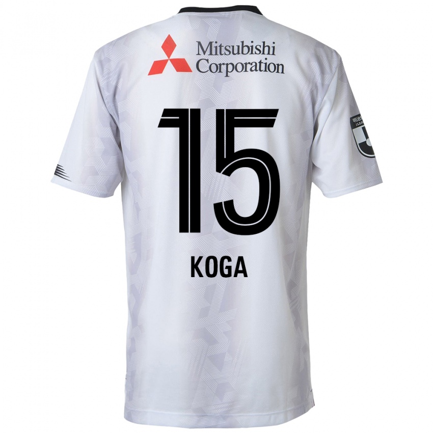 Niño Camiseta Shun Koga #15 Blanco Negro 2ª Equipación 2024/25 La Camisa Chile