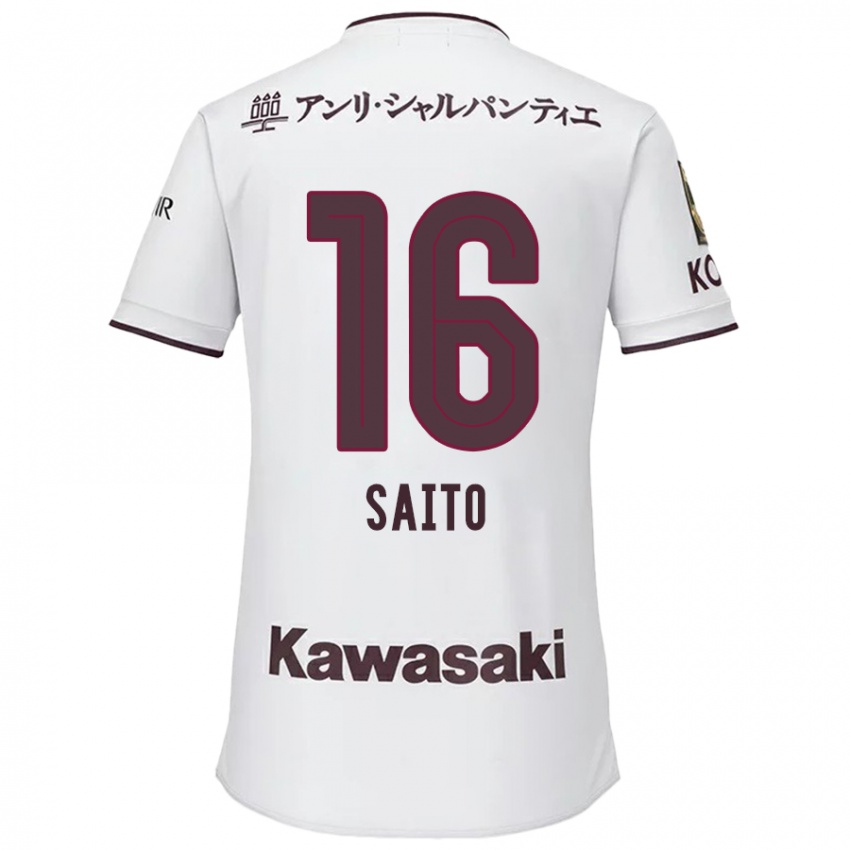 Niño Camiseta Mitsuki Saito #16 Blanco Rojo 2ª Equipación 2024/25 La Camisa Chile