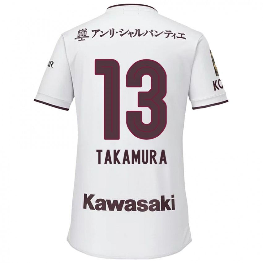 Niño Camiseta Tokiya Takamura #13 Blanco Rojo 2ª Equipación 2024/25 La Camisa Chile