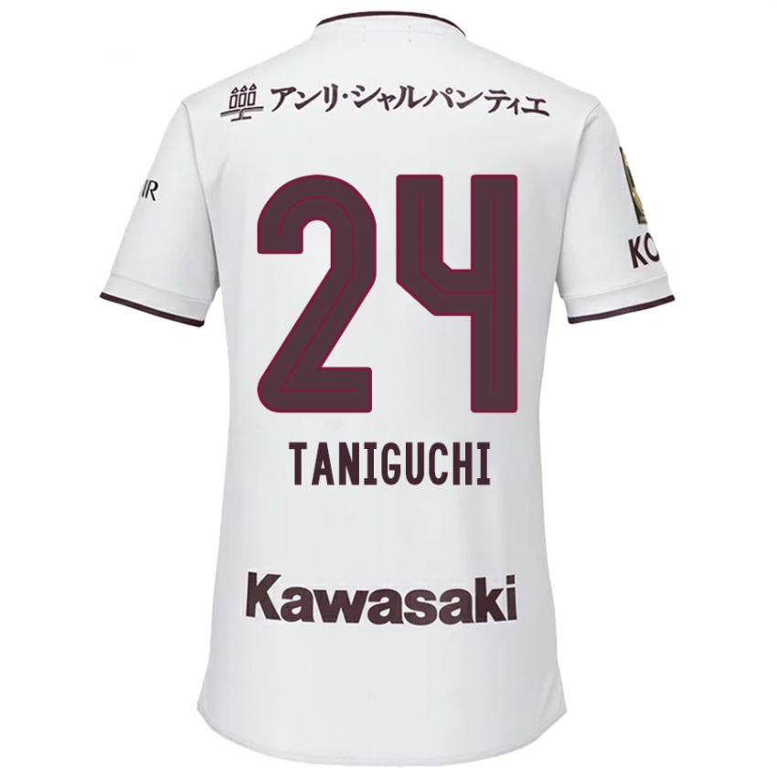 Niño Camiseta Hiroto Taniguchi #24 Blanco Rojo 2ª Equipación 2024/25 La Camisa Chile