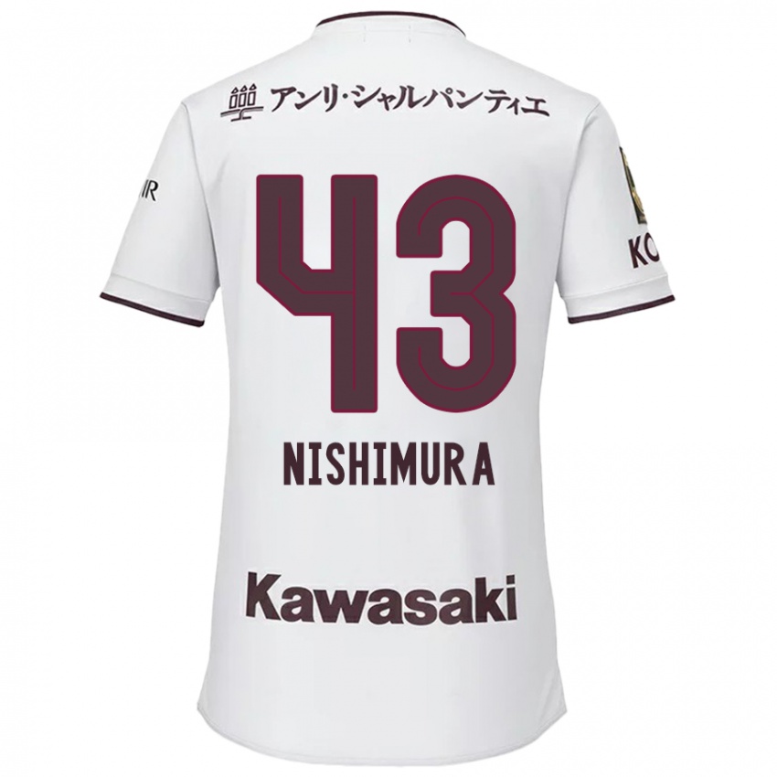 Niño Camiseta Nagi Nishimura #43 Blanco Rojo 2ª Equipación 2024/25 La Camisa Chile