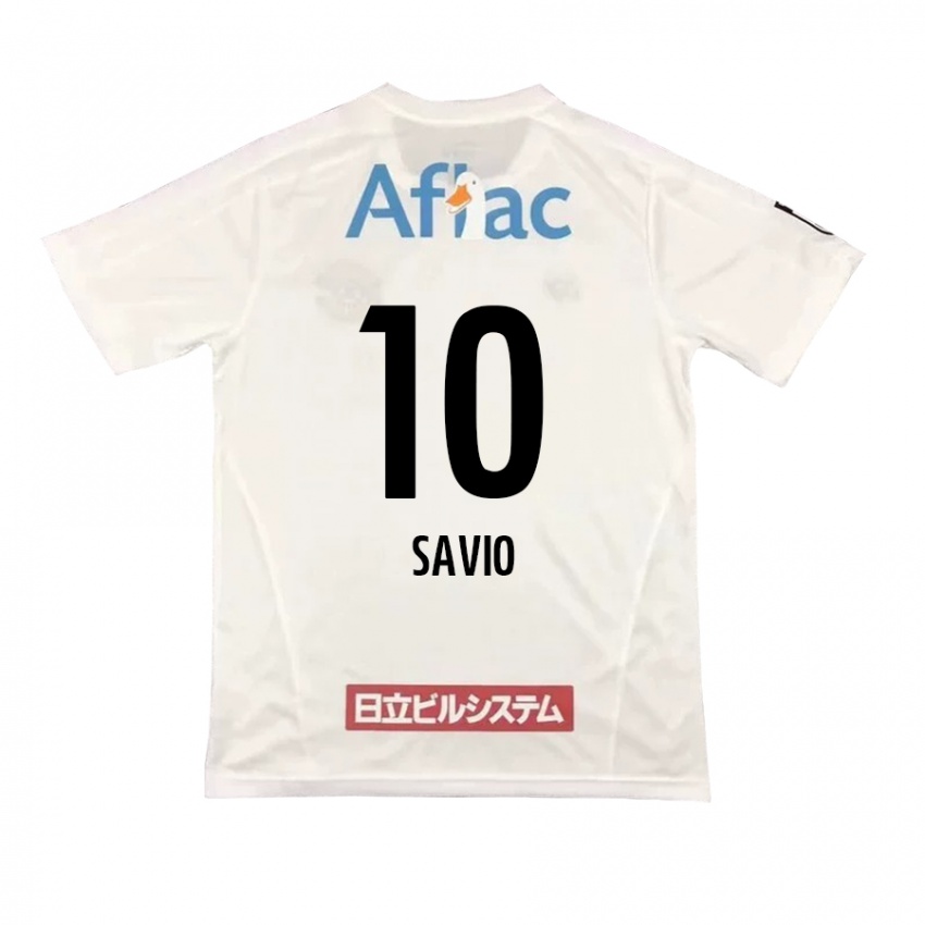 Niño Camiseta Matheus Savio #10 Blanco Negro 2ª Equipación 2024/25 La Camisa Chile