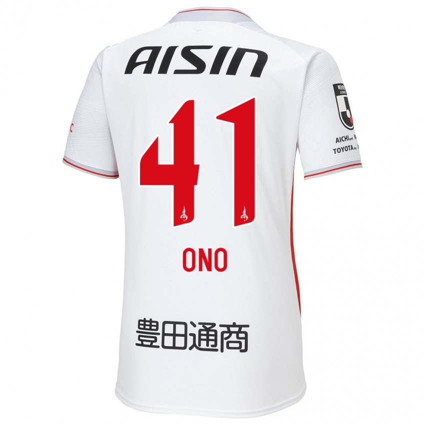 Niño Camiseta Masahito Ono #41 Blanco Amarillo Rojo 2ª Equipación 2024/25 La Camisa Chile