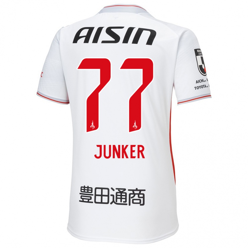 Niño Camiseta Kasper Junker #77 Blanco Amarillo Rojo 2ª Equipación 2024/25 La Camisa Chile