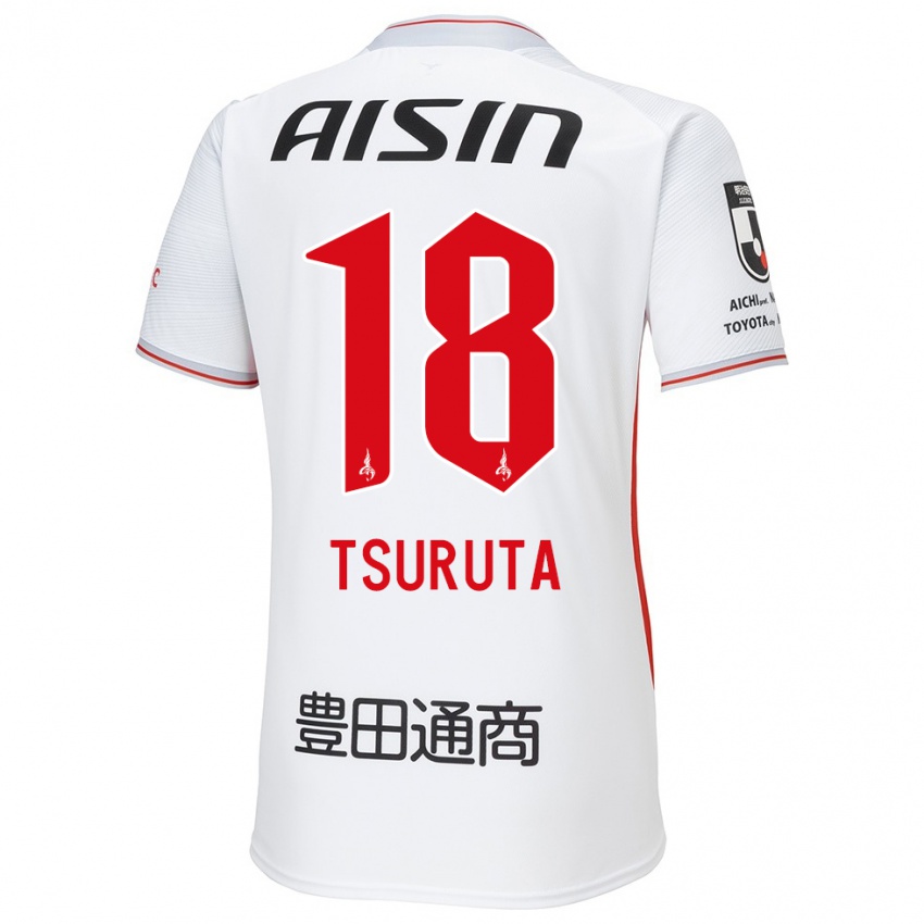 Niño Camiseta Shu Tsuruta #18 Blanco Amarillo Rojo 2ª Equipación 2024/25 La Camisa Chile