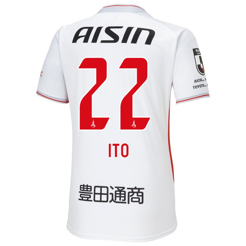 Niño Camiseta Ken Ito #22 Blanco Amarillo Rojo 2ª Equipación 2024/25 La Camisa Chile