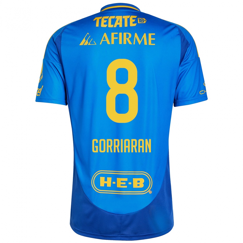 Niño Camiseta Fernando Gorriarán #8 Azul Amarillo 2ª Equipación 2024/25 La Camisa Chile