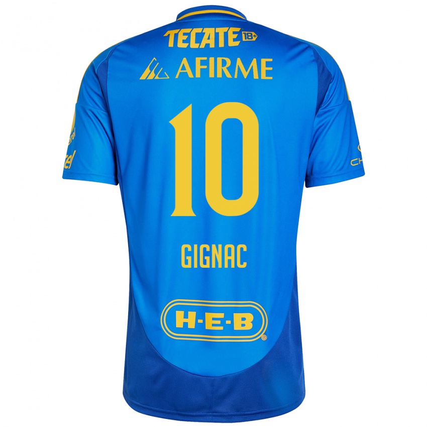 Niño Camiseta Andre-Pierre Gignac #10 Azul Amarillo 2ª Equipación 2024/25 La Camisa Chile