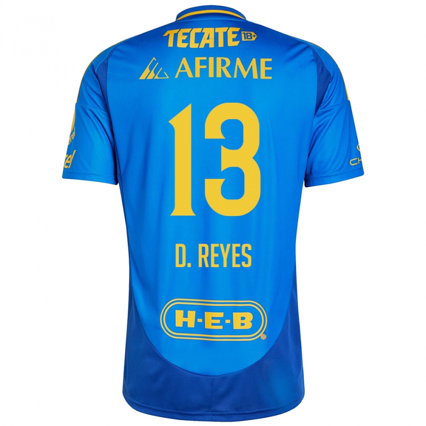 Niño Camiseta Diego Reyes #13 Azul Amarillo 2ª Equipación 2024/25 La Camisa Chile