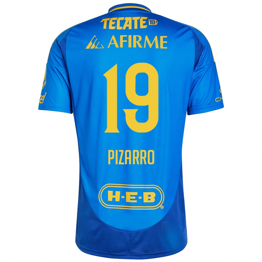 Niño Camiseta Guido Pizarro #19 Azul Amarillo 2ª Equipación 2024/25 La Camisa Chile