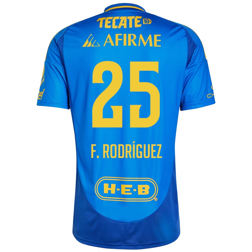 Niño Camiseta Felipe Rodríguez #25 Azul Amarillo 2ª Equipación 2024/25 La Camisa Chile