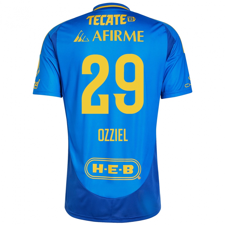 Niño Camiseta Ozziel Herrera #29 Azul Amarillo 2ª Equipación 2024/25 La Camisa Chile