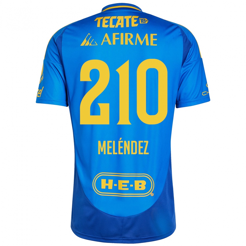 Niño Camiseta Marcelo Meléndez #210 Azul Amarillo 2ª Equipación 2024/25 La Camisa Chile