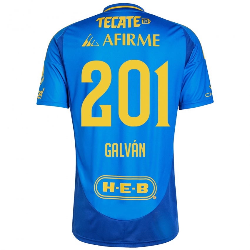 Niño Camiseta Isac Galván #201 Azul Amarillo 2ª Equipación 2024/25 La Camisa Chile