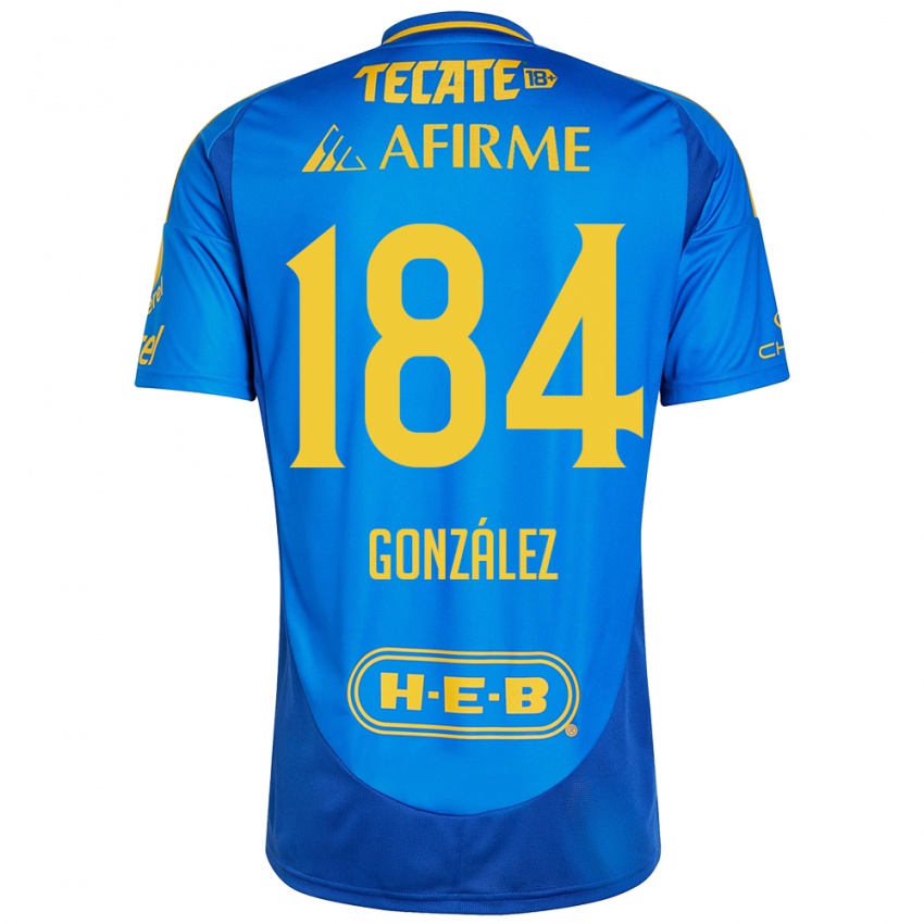 Niño Camiseta Erick González #184 Azul Amarillo 2ª Equipación 2024/25 La Camisa Chile