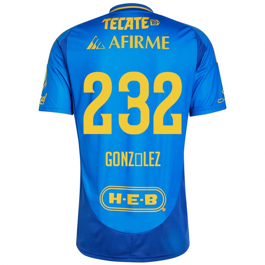 Niño Camiseta César González #232 Azul Amarillo 2ª Equipación 2024/25 La Camisa Chile