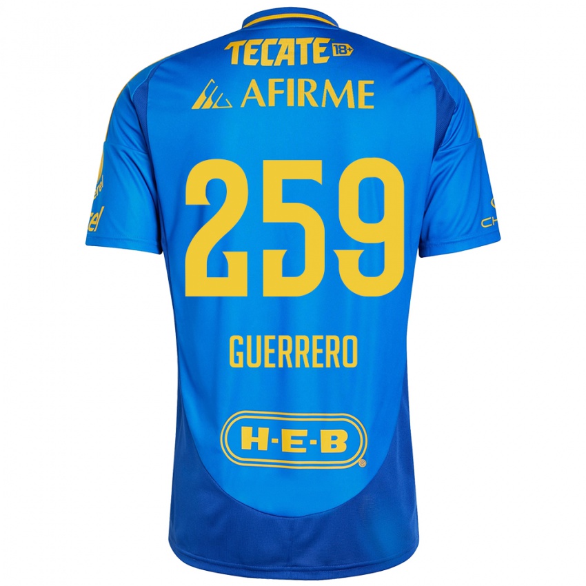 Niño Camiseta Erick Guerrero #259 Azul Amarillo 2ª Equipación 2024/25 La Camisa Chile