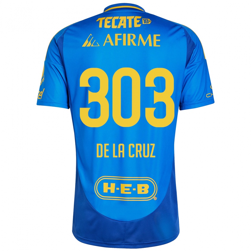 Niño Camiseta Erick De La Cruz #303 Azul Amarillo 2ª Equipación 2024/25 La Camisa Chile