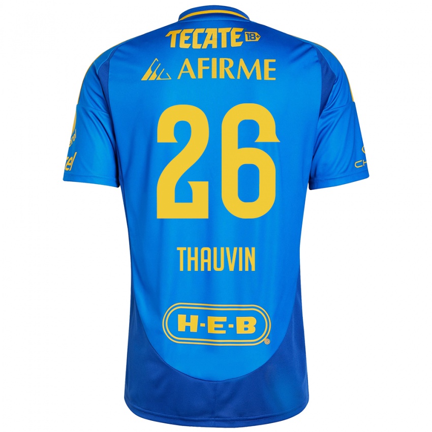 Niño Camiseta Florian Thauvin #26 Azul Amarillo 2ª Equipación 2024/25 La Camisa Chile