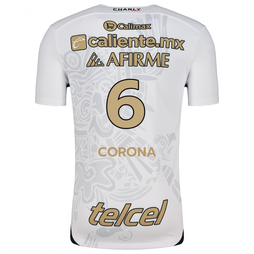 Niño Camiseta Joe Corona #6 Blanco Negro 2ª Equipación 2024/25 La Camisa Chile