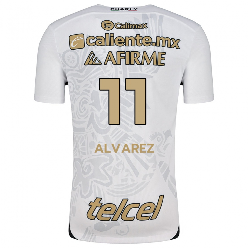 Niño Camiseta Efraín Álvarez #11 Blanco Negro 2ª Equipación 2024/25 La Camisa Chile